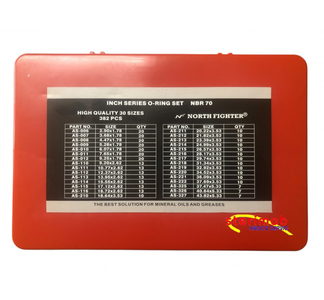 Sada O-krúžkov 382ks INCH series NBR70 