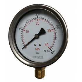 Manometer 100mm spodný závit  0-400bar  M20x1,5 kovový