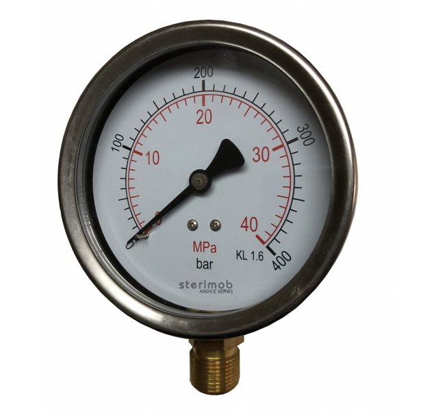 Manometer 100mm spodný závit  0-400bar  M20x1,5 kovový