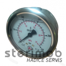 Manometer glycerínový 63mm zadný závit 0-250bar G1/4