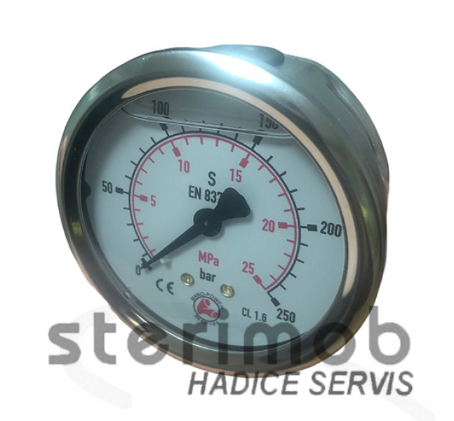 Manometer glycerínový 63mm zadný závit 0-250bar G1/4"