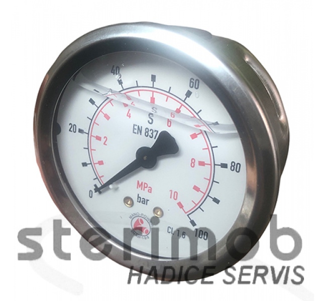 Manometer glycerínový 63mm zadný závit 0-100bar G1/4"