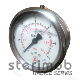 Manometer glycerínový 63mm zadný závit 0-6bar G1/4