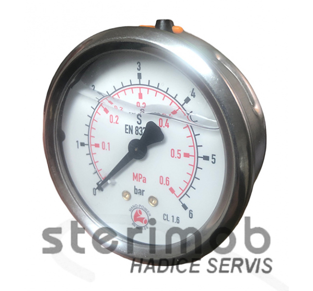 Manometer glycerínový 63mm zadný závit 0-6bar G1/4"