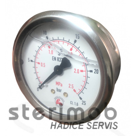 Manometer glycerínový 63mm zadný závit 0-25bar G1/4