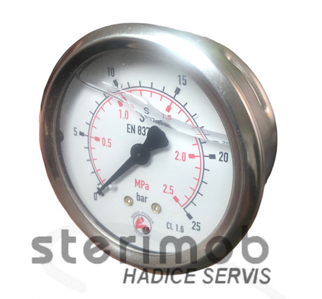 Manometer glycerínový 63mm zadný závit 0-25bar G1/4"