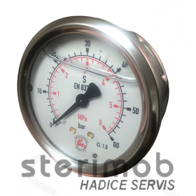 Manometer glycerínový 63mm zadný závit 0-60bar G1/4