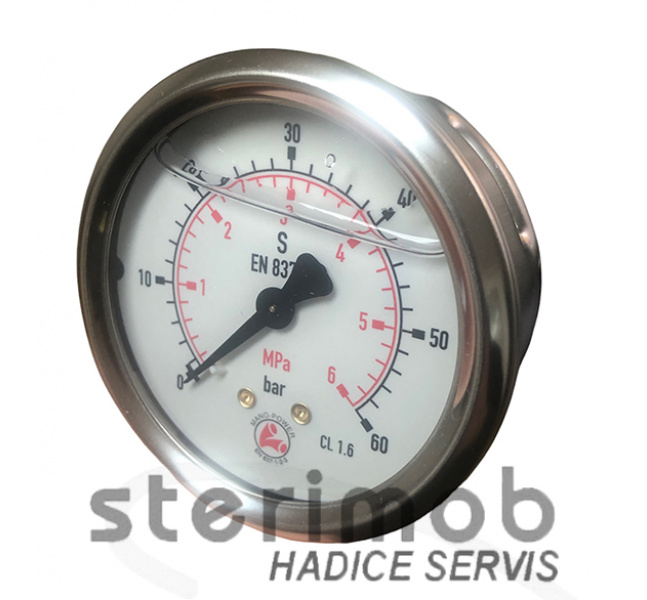 Manometer glycerínový 63mm zadný závit 0-60bar G1/4"