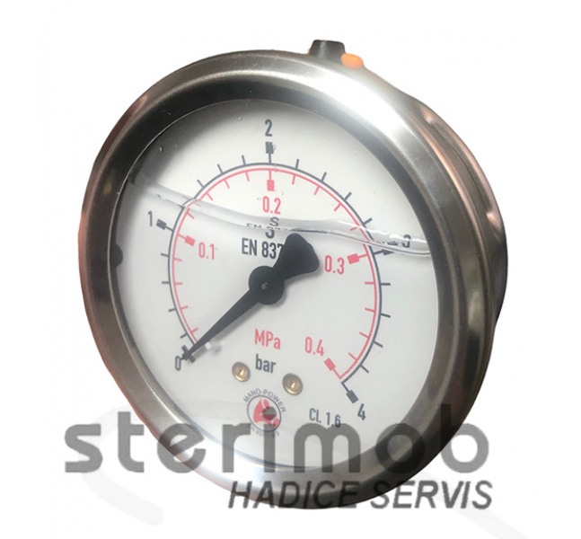 Manometer glycerínový 63mm zadný závit 0-4bar G1/4"