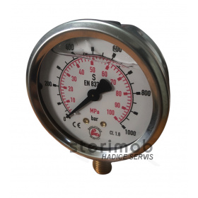 Glycerínový manometer 63mm spodný závit 0-1000bar G1/4
