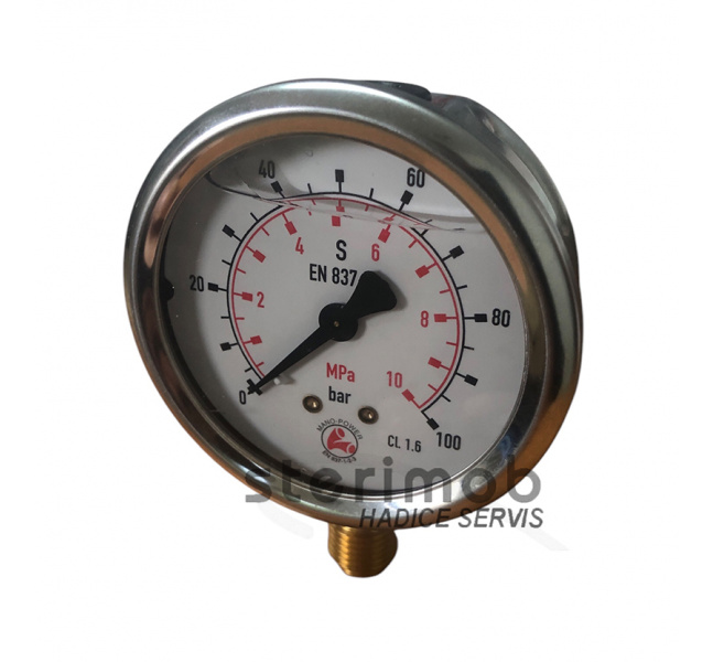 Glycerínový manometer 63mm spodný závit 0-100bar G1/4"