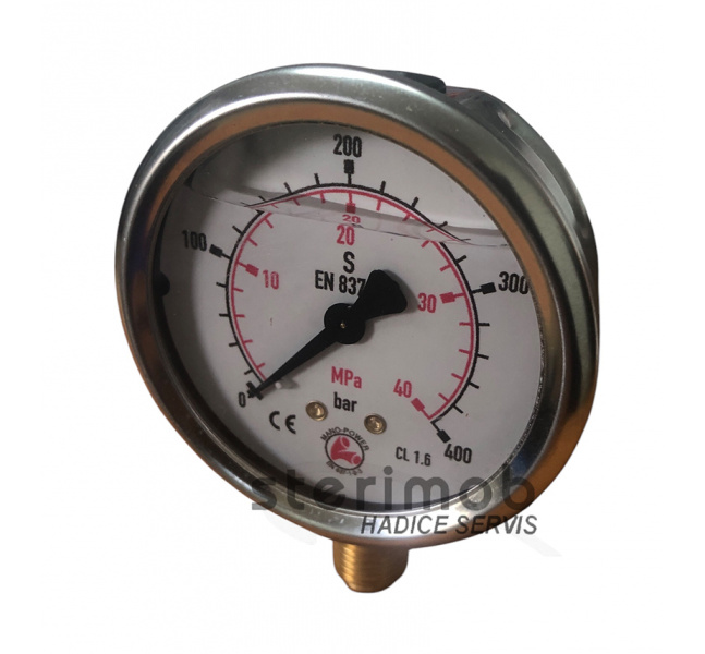 Glycerínový manometer 63mm spodný závit 0-400bar G1/4"