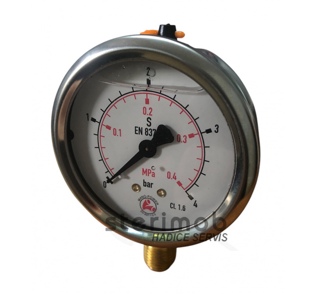 Glycerínový manometer 63mm spodný závit 0-4bar G1/4"