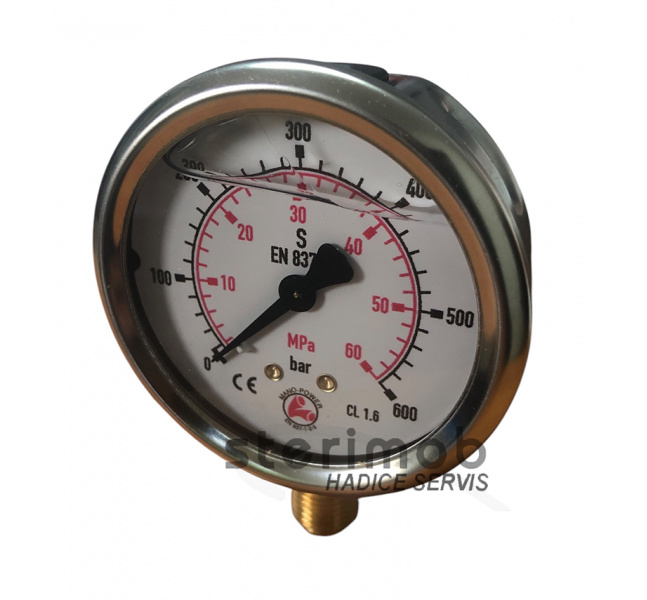 Glycerínový manometer 63mm spodný závit 0-600bar G1/4"